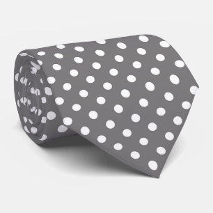Grått och vitt polka dots slips