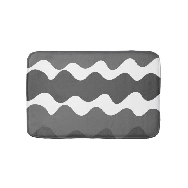 Grått och vitt vågrät vinkarare mönster badrumsmatta (Framsidan)