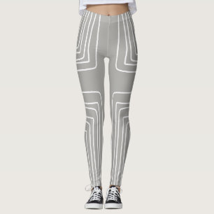 Grått och White African Linjer Leggings