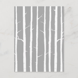 Grått och White Birch Träd Vykort