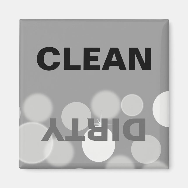 Grått och White Bokeh Clean/Dirty Dishwasher Magnet (Framsidan)