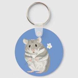 Grått och White Boy's Hamster Keychain Nyckelring