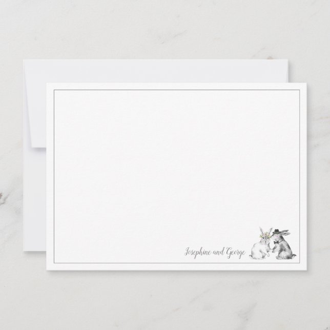 Grått och White Bunny Rabbit Inbjudningar (Framsida)