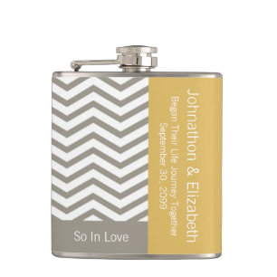 Grått och White Chevron Chic Minnemorative Bröllop Fickplunta