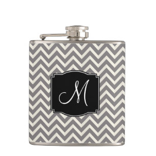 Grått och White Chevron Mönster med Monogram Fickplunta