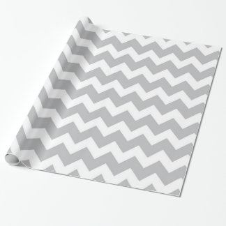 Grått och White Chevron Rand Presentpapper