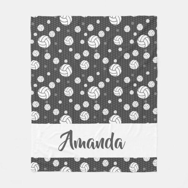 Grått och White Chevron Volleyball Mönster Fleecefilt (Framsidan)