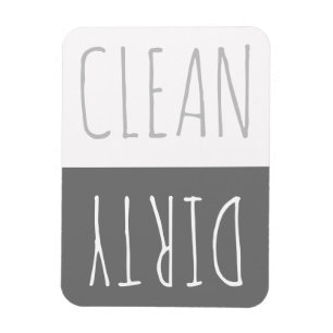 grått och White Clean och Dirty Dishwasher Magnet