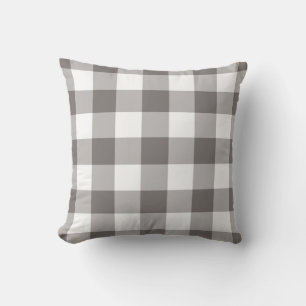 Grått och White Gingham Mönster Checkered Kudde