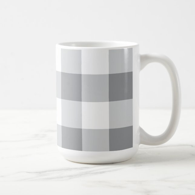 Grått och White Gingham Mönster Kaffemugg (Höger)