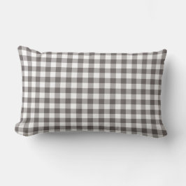 Grått och White Gingham Mönster Lumbarkudde
