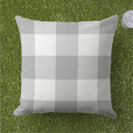 Grått och White Gingham Play Mönster Kudde