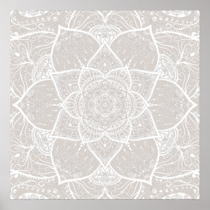 Grått och White Mandala - Loergann i Lynx Poster