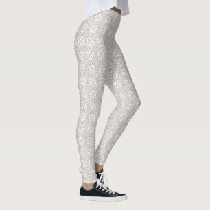 Grått och White Mandala Mönster Leggings