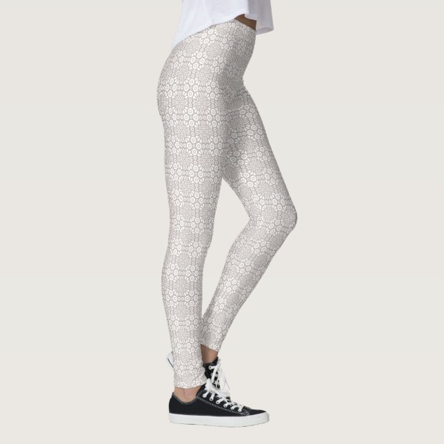 Grått och White Mandala Mönster Leggings (Höger)