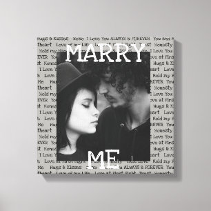 Grått och White Marry Me Couples foto Wall Art Canvastryck