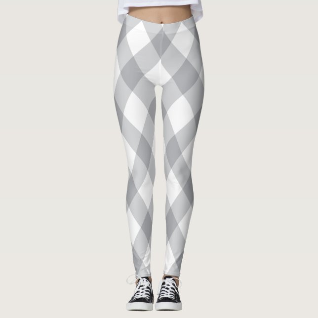 Grått- och White Play Mönster jul Leggings (Framsida)