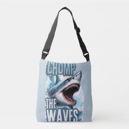 Grått och White Shark Graphic Graffiti-Inspired Pr Axelväska