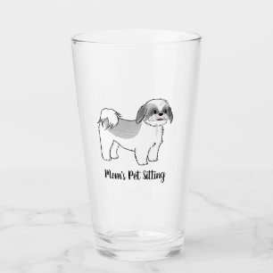 Grått och White Shih Tzu Tecknad hund Personlig Glaskopp