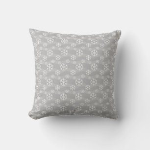 Grått och White Snowflake Mönster Modern Säsong Kudde