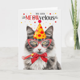 Grått och White Tabby katt MEOWvelous Birthday Kort