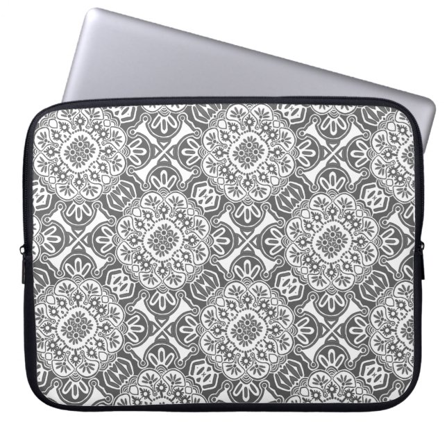 Grått och White Tribal Laptop sleeve (Framsidan)