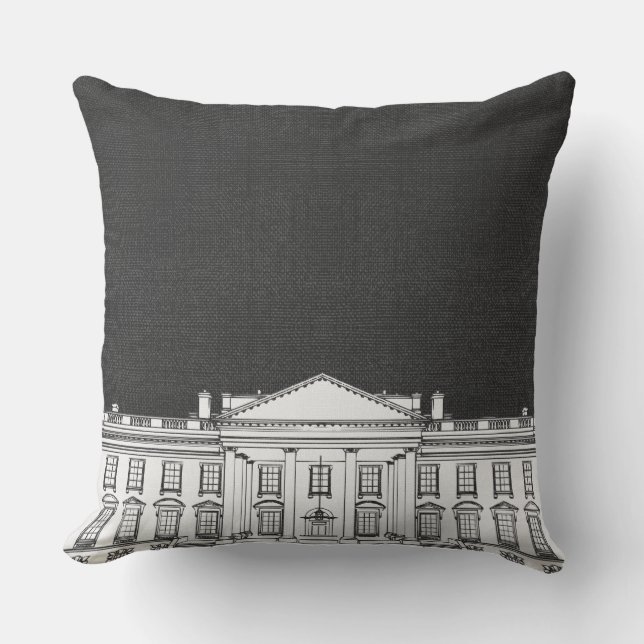 Grått och White Washington DC Whitehouse Kudde (Framsida)