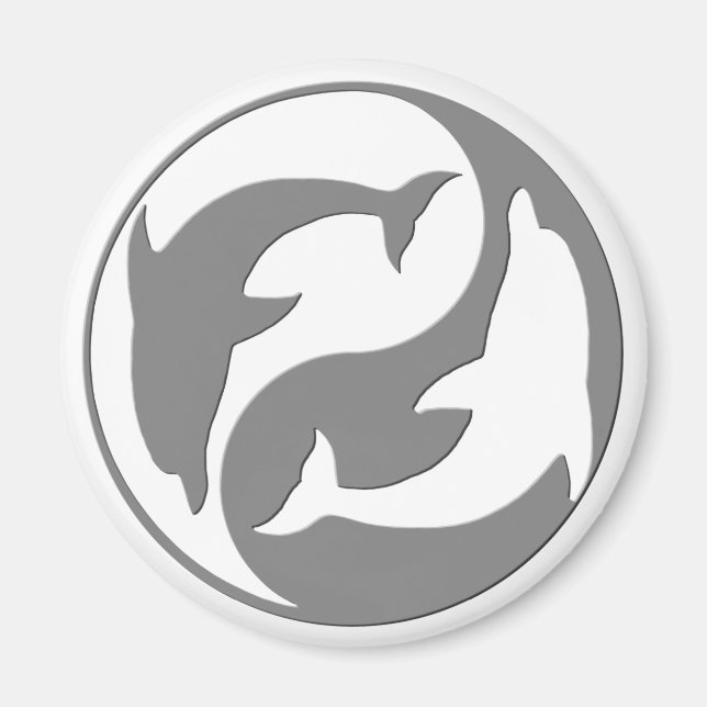 Grått och White Yin Yang Dolphins Magnet (Framsidan)