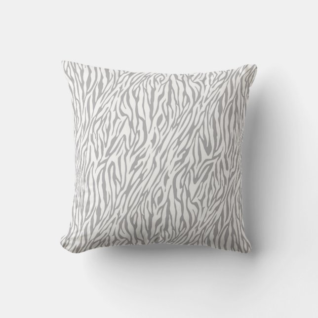 Grått och White Zebra tryck Kudde (Framsida)