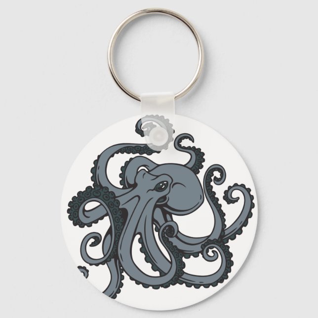 Grått Octopus Nyckelring (Framsida)