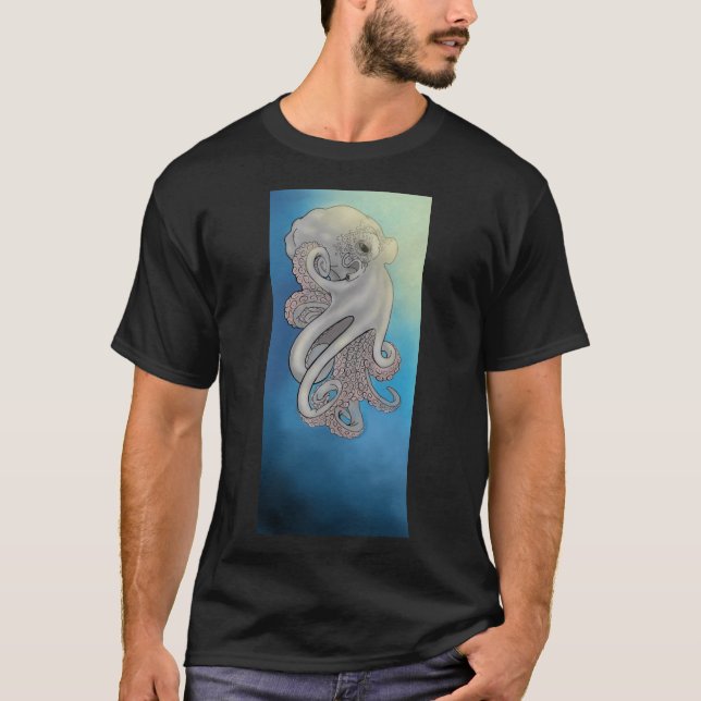 Grått Octopus under vatten T Shirt (Framsida)
