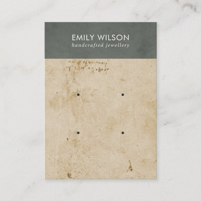 GRÅTT OLD PAPPRARE STRUKTUR 2 STUD EARRING VISNING VISITKORT (Framsida)