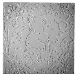 Grått Ombre Bear Woodland Embossed Blommigt Natatu Kakelplatta
