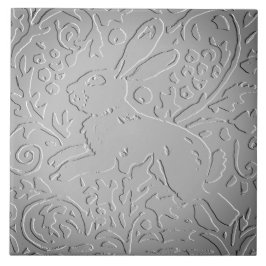 Grått Ombre Rabbit Woodland Embossed Blommigt Nata Kakelplatta