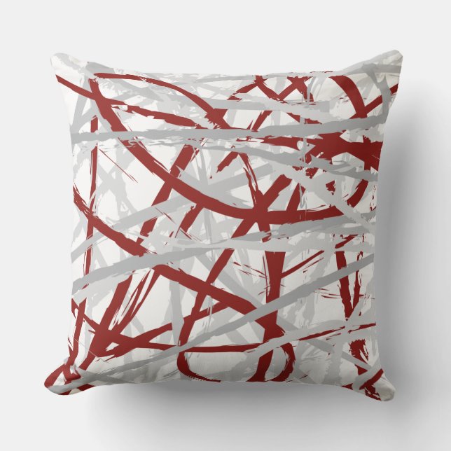GRÅTT ON RED LINJER DESIGN Retro Dekorativ kudde (Framsida)