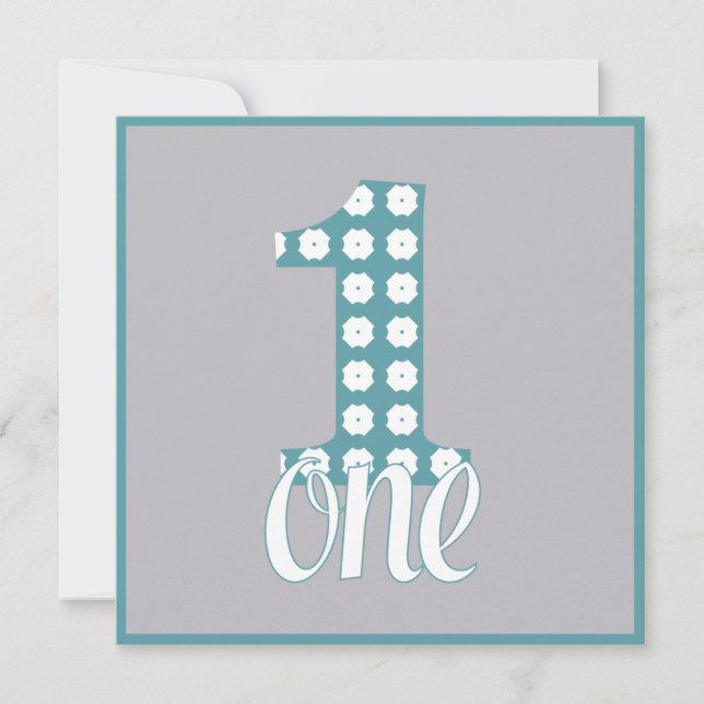 Grått One Party-inbjudan Inbjudningar (Framsida)