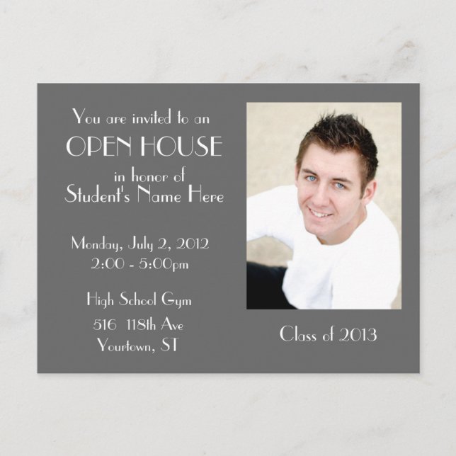 Grått Open house-vykort Inbjudan Vykort (Framsida)