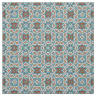 Grått Orange Brown Turcos Ethnic Mönster Art Tyg