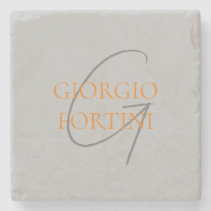 Grått-Orange ditt namn - första monogram Modern Stenunderlägg