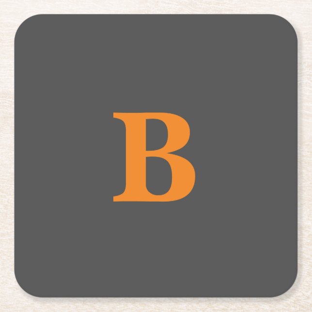 Grått orange modern monogrambaserad professionell underlägg papper kvadrat (Framsidan)