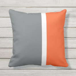 Grått-Orange och vit stripe utomhus Dekorativ kudd Kudde