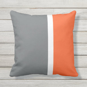 Grått-Orange och vit stripe utomhus Dekorativ kudd Kudde