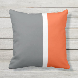 Grått-Orange och vit stripe utomhus Dekorativ kudd Kudde