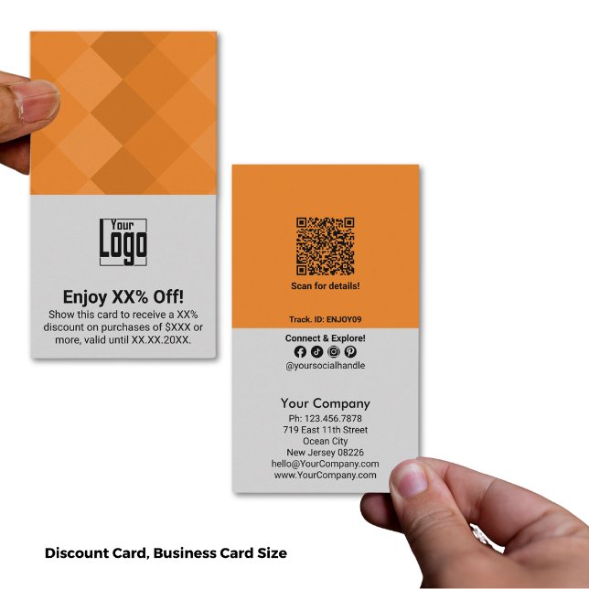Grått Orange StandardAffärskort Storlekt XX% av Rabattkort (Gray Orange Standard Business Card Size XX% Off)