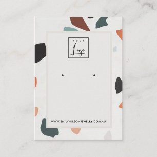 Grått Orange Terrazzo Earring Stud Visning Logoty Visitkort