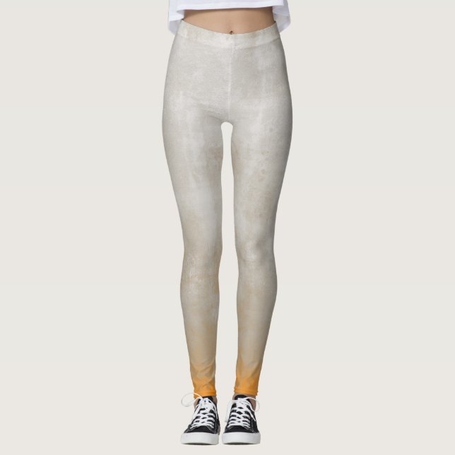 Grått Orange Vit rustik Leggings (Framsida)