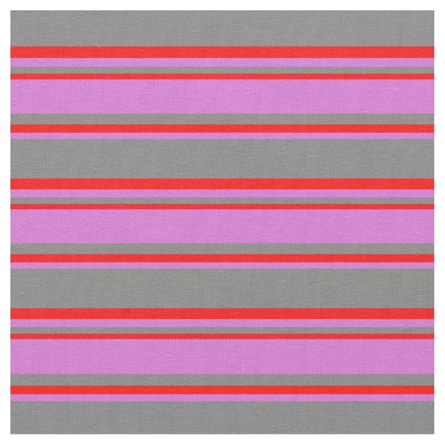 Grått, orkidé och Röda Färgaden Mönster Tyg (Närbild)