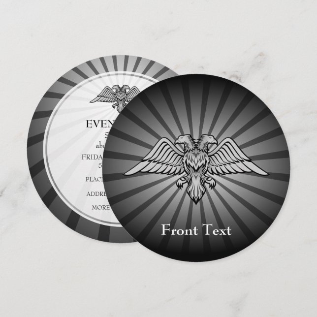 Grått örn med två huvuden inbjudningar (Fram/baksida)