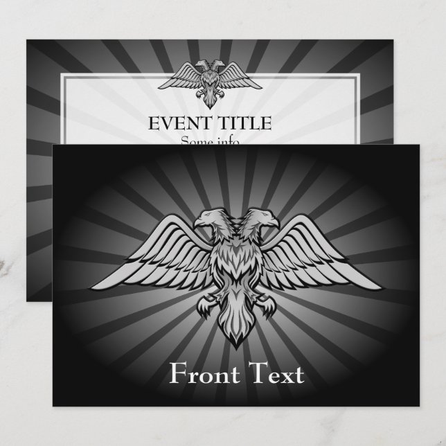 Grått örn med två huvuden inbjudningar (Fram/baksida)