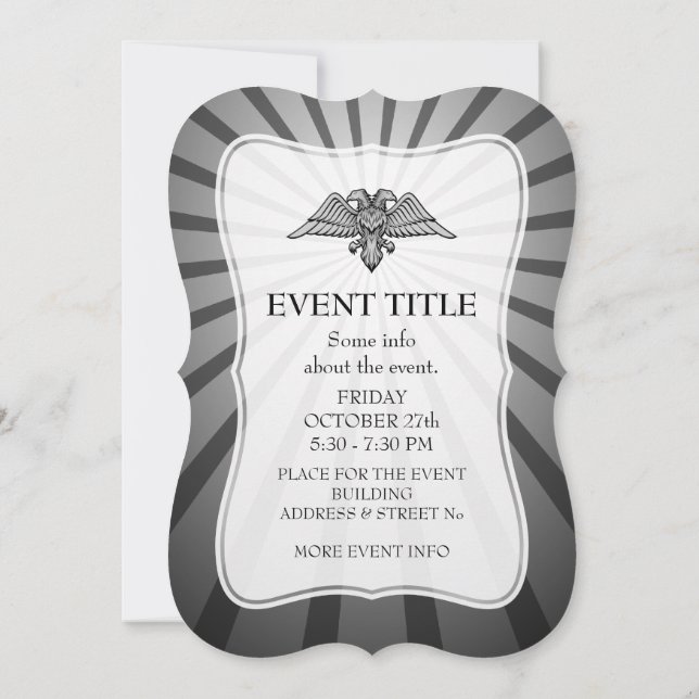 Grått örn med två huvuden inbjudningar (Baksida)